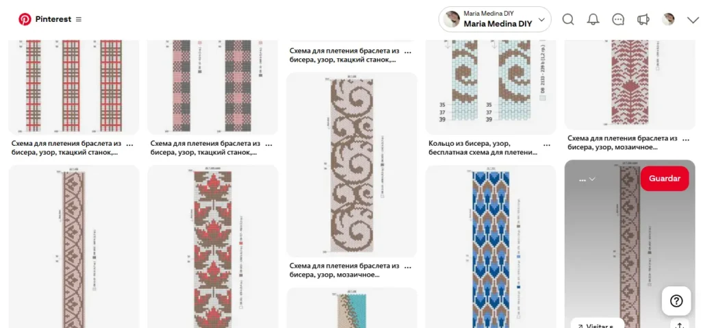 Tablero de patrones de bisutería con cuentas de BIJU