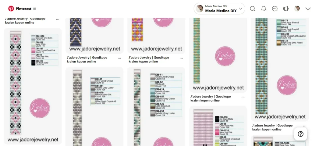 Tablero de patrones de bisutería con cuentas de J'adore jewelry