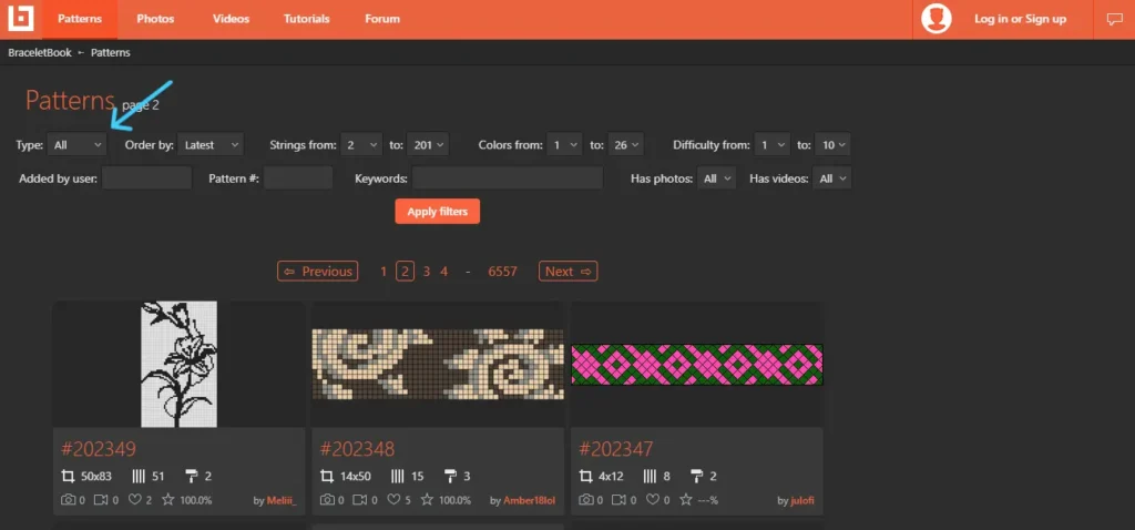 Página de braceletbook.com