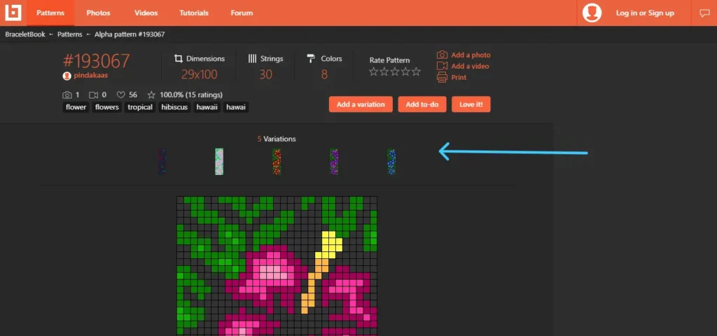 Variaciones de color en los patrones de braceletbook.com