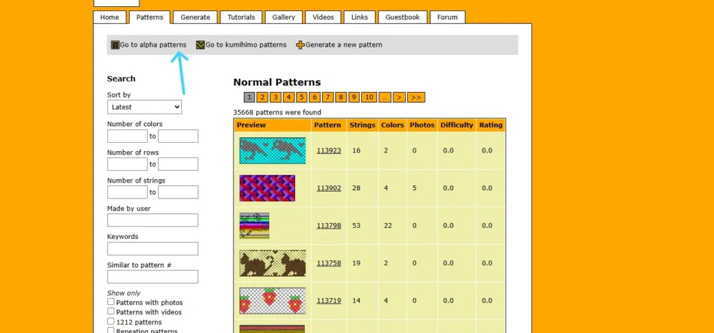 Página de friendship-bracelets.net