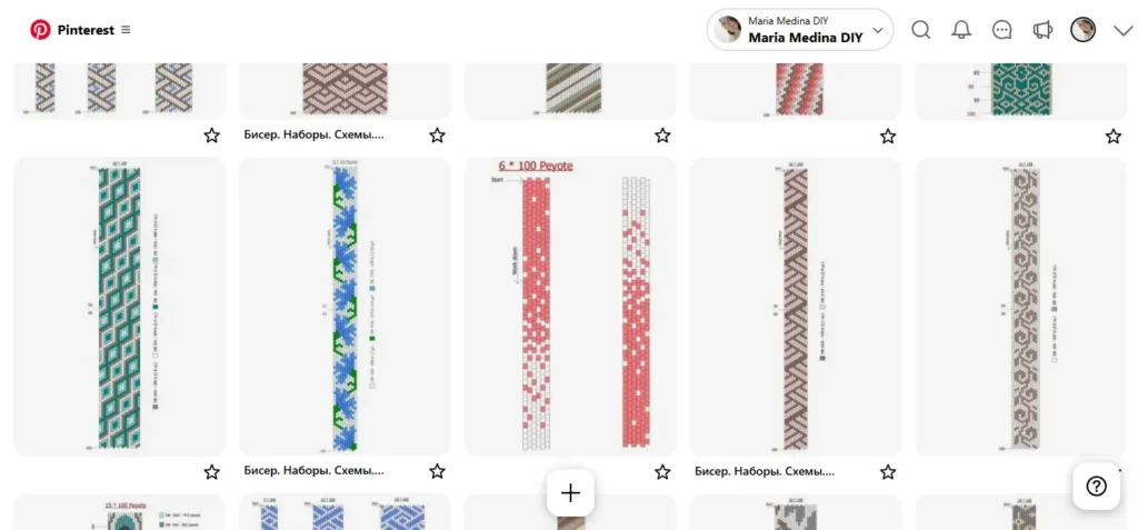 Tablero de patrones de bisutería con cuentas en punto peyote o ladrillo de Maria Medina DIY